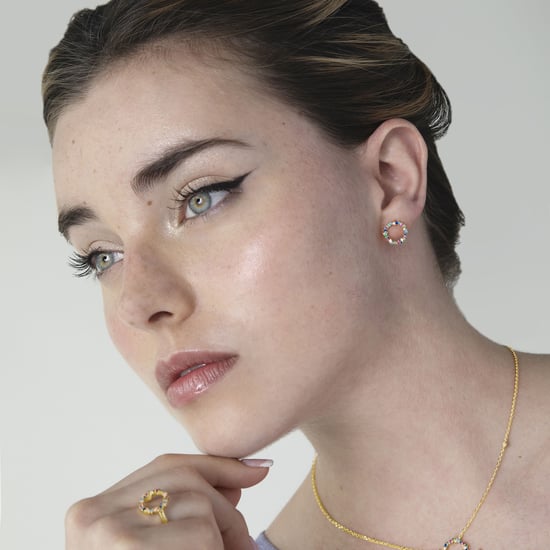 Luxenter Sterling Silber 925 Ohrringe mit mehrfarbigen Zirkonia in 18K Gelbgold - Thilak - Image 2