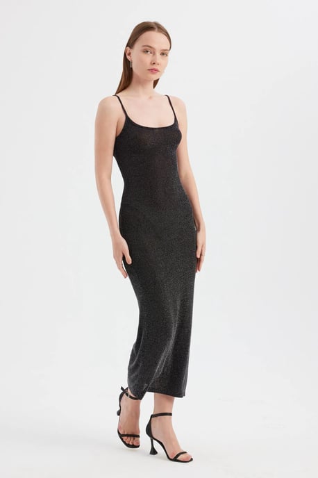 Unifarbenes Maxikleid mit Spaghetti-Trägern - Image 2