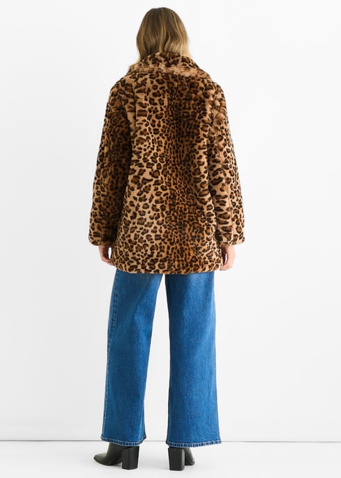 Leopardenmuster-Kunstpelz-Manteljacke - Image 4