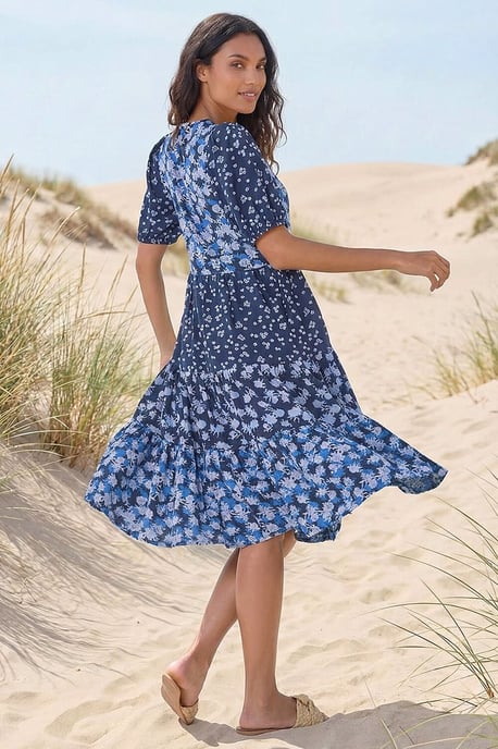 Floral Cotton Blend Tiered Smock Dress - Image 2