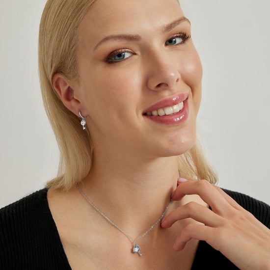 Luxenter Rhodium plattierte Brillant Zirkonia Halskette - Diao - Image 3