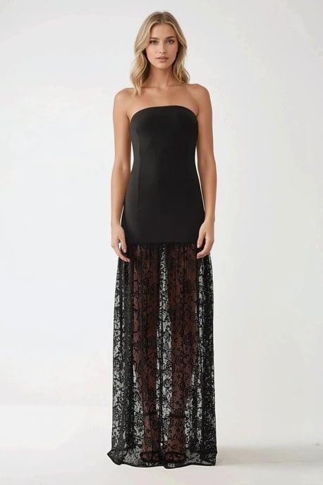 Hüftlanges Bodycon-Kleid ohne Träger mit Spitzen-Details - Image 5