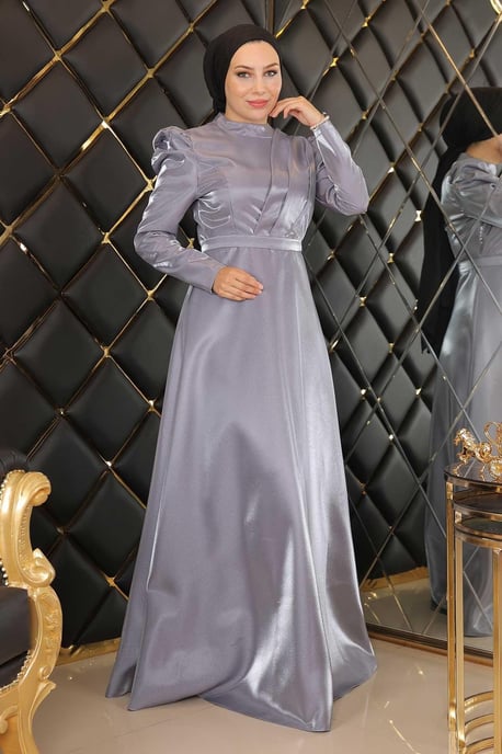 Drapiert Chest Abendkleid Grau - Image 3