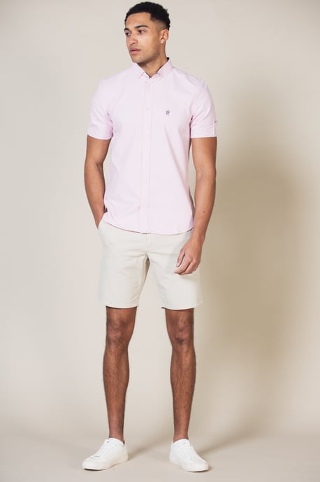 Pink Cotton Short Sleeve Oxford Shirt - Image 4