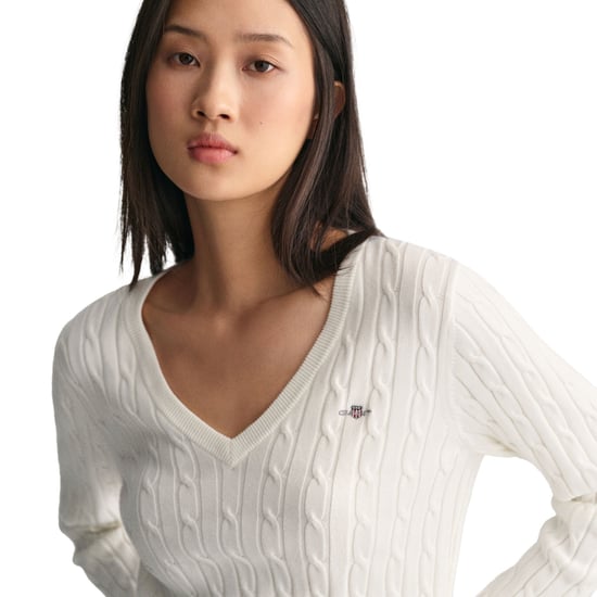 Gant Stretch Cotton Cable V-Neck Strickpullover - Image 4