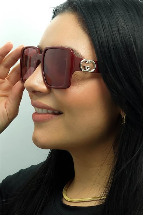 Gucci Square Womens Burgund mit Silber Rot mit Silber Spiegel GG1692S - Image 6