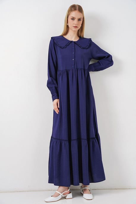 Maxikleid mit Babykragen und Knopfverschluss - Image 1