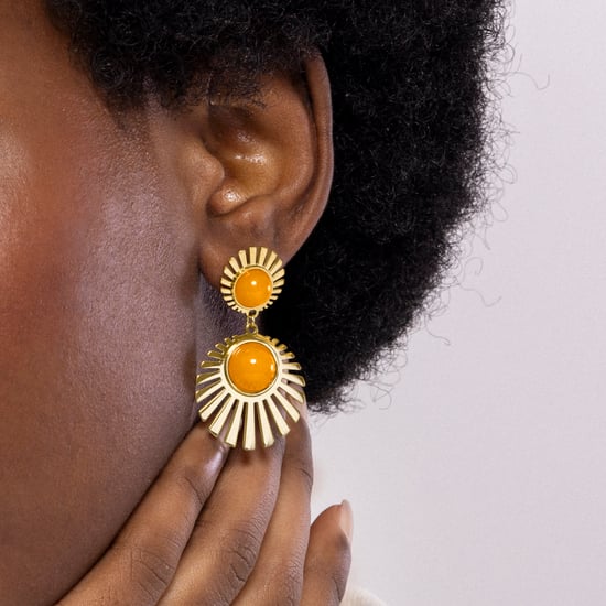 Luxenter Orange Kristall Ohrringe in 18k Gelbgold - Zuxia - Image 3