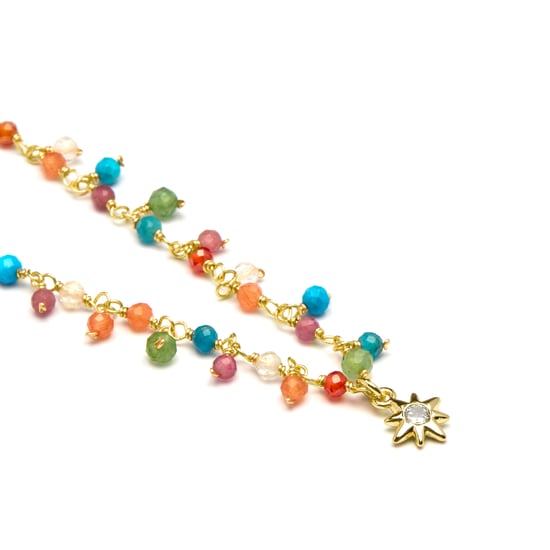 Luxenter Multicolor Kristall-Halskette aus 18K Gelbgold - Lision - Image 3