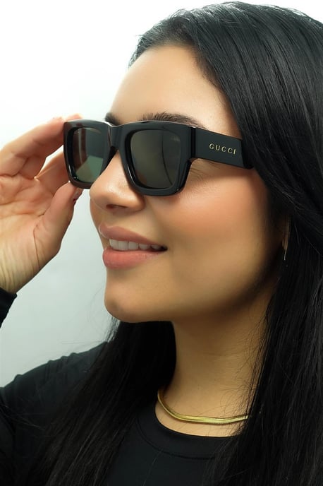 Gucci Square Herren Schwarz mit Havanna Grau GG1668S - Image 5