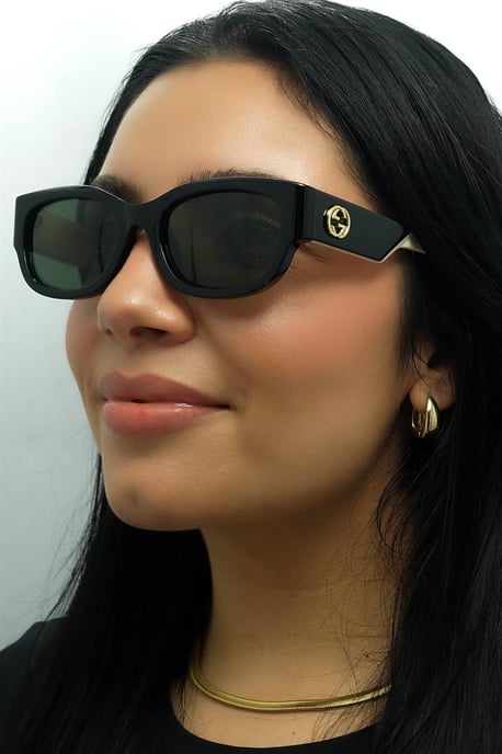 Gucci Square Womens Schwarz mit Elfenbein Grau GG1667SK - Image 6