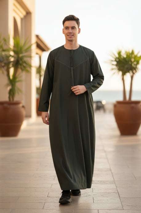 Thobez Herren Jubba/Robe/Kaftan Djellaba Thobe, Modell LFS -TT-008 - Grün - Image 1