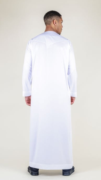 Weißes Thobe-Gewand für Herren aus Satin, emiratische islamische Jubba Eid, normale Passform - Image 3