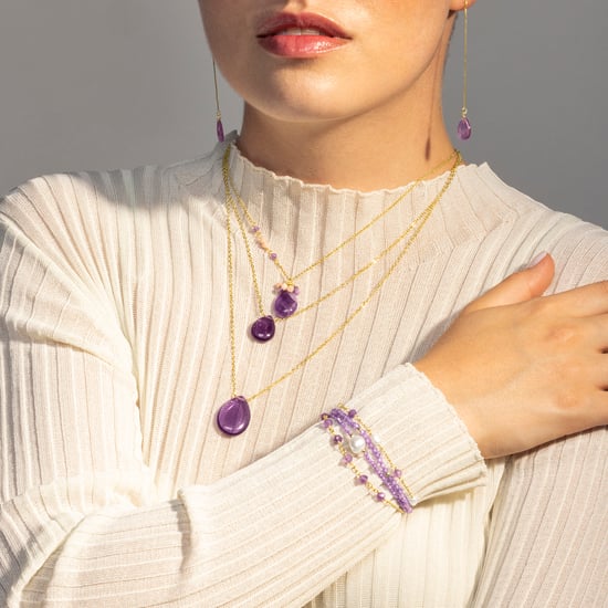 Luxenter Armreif, aus Metalllegierung und Amethystzirkonia 18K vergoldet - Image 4