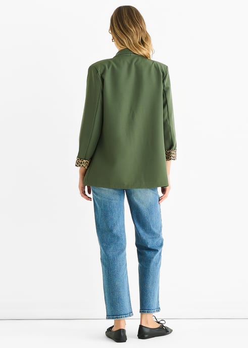Contrast Animal Edge to Edge Blazer - Image 4