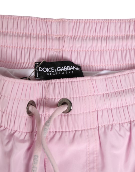 Dolce & Gabbana Pink Nylon Logo-Seitenstreifen Strandmode Herren Badebekleidung - Image 4