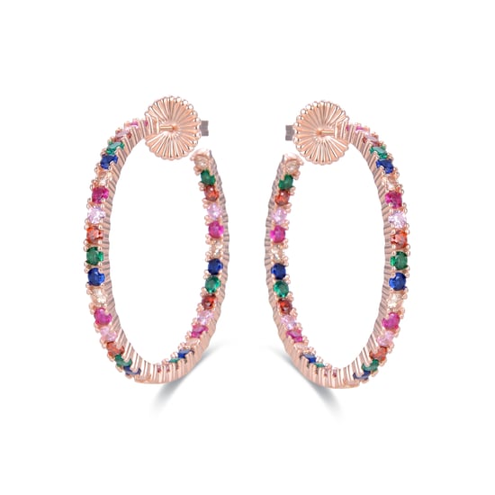 Luxenter Sterling Silber 925 Ohrringe mit mehrfarbigen Zirkonia in 18K Roségold - Vyamba - Image 3