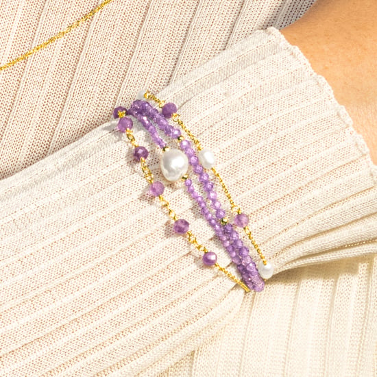 Luxenter Armreif, aus Metalllegierung und Amethystzirkonia 18K vergoldet - Image 3