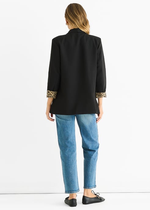 Contrast Animal Edge to Edge Blazer - Image 4