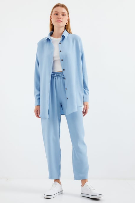 Leinenmix Langarmhemd und Hose Set - Image 3
