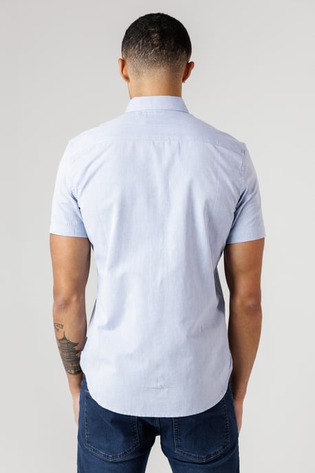 Blue Cotton Short Sleeve Oxford Shirt - Image 2