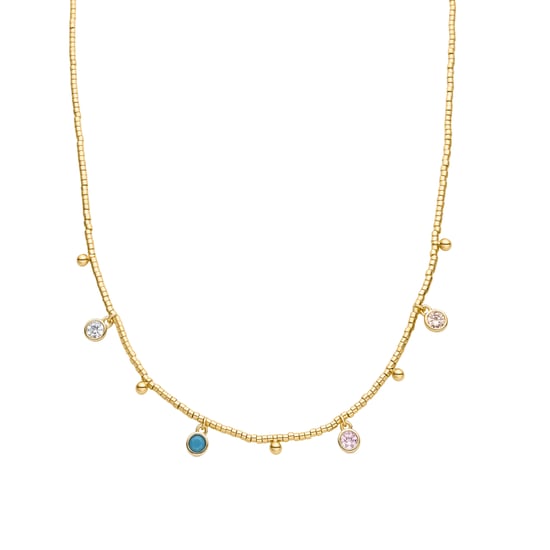 Luxenter Halskette aus 925er Sterlingsilber mit mehrfarbigen Zirkonias in 18K Gelbgold - Mali - Image 1