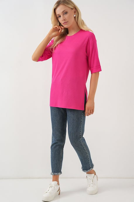 Strukturiertes Rundhals-Kurzarm-T-Shirt - Image 2