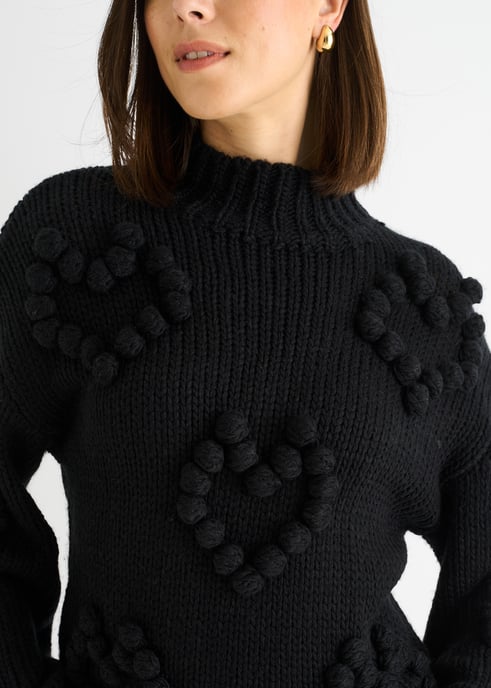 Schwarzes Herz Bubble Chunky Knit High Neck Pullover - Image 2