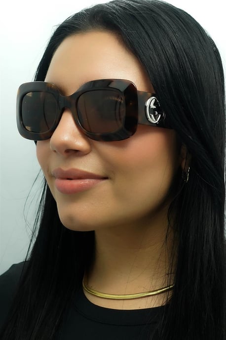 Gucci Square Womens Havanna mit Silber Braun GG1695S - Image 6