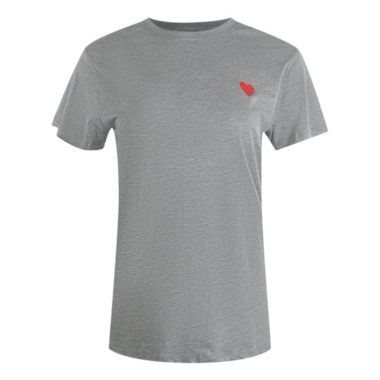 Moschino T-shirt Mit Kleinem Roten Herzlogo, Grau - Image 1
