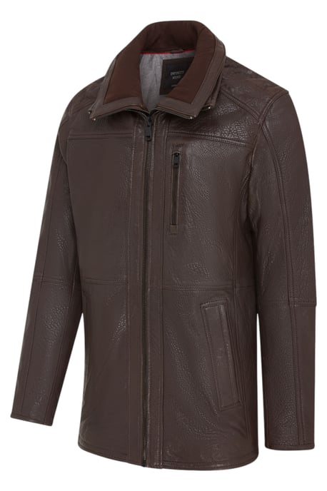 Warmer, mittellanger Ledermantel für Herren in Braun - Colac - Image 5