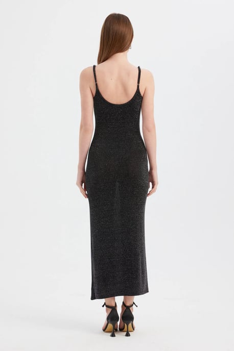 Unifarbenes Maxikleid mit Spaghetti-Trägern - Image 4