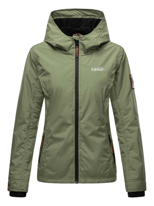 Marikoo Damen Übergangsjacke – Brombeere, leicht mit Kapuze & Kragen - Image 2