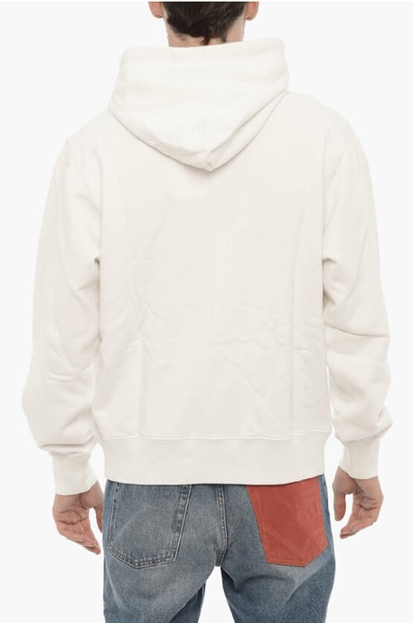 Uni-Farben-Hoodie mit kontrastierendem Logo in Weiß - Image 2