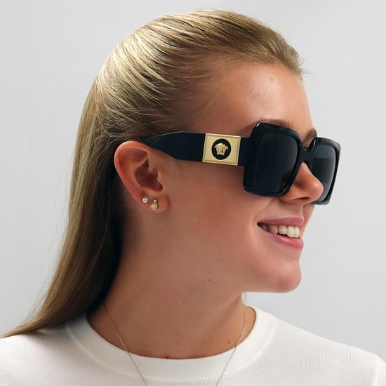 Versace Quadrat Damen Sonnenbrille Schwarz Dunkelgrau - Image 5