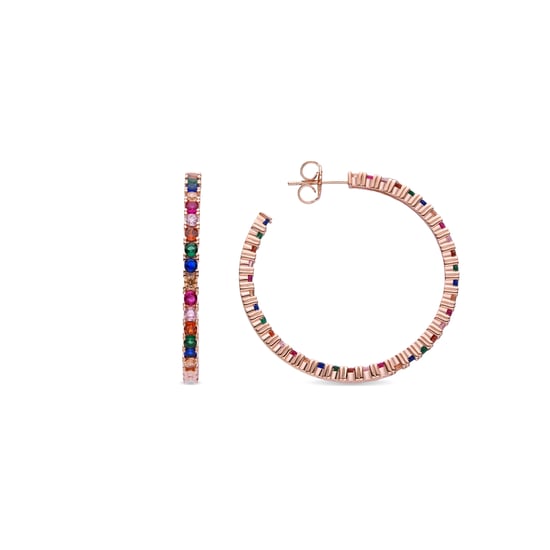 Luxenter Sterling Silber 925 Ohrringe mit mehrfarbigen Zirkonia in 18K Roségold - Vyamba - Image 1