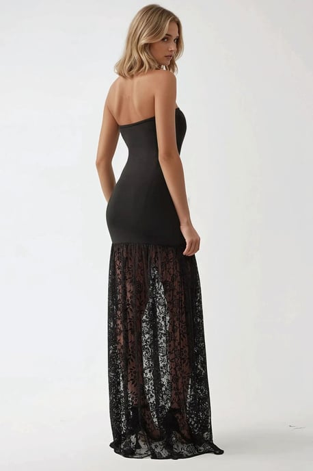 Hüftlanges Bodycon-Kleid ohne Träger mit Spitzen-Details - Image 3