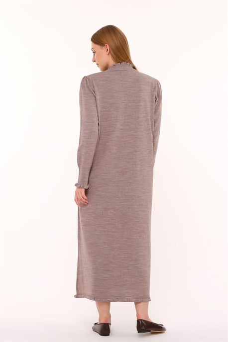 Damen Rüschen Detailed Lang Strick Kleid - Image 2