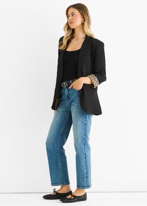 Contrast Animal Edge to Edge Blazer - Image 3