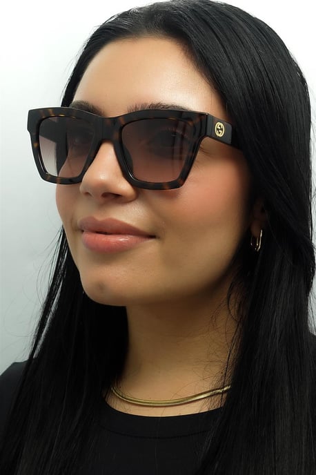 Gucci Quadratische Damen Sonnenbrille Havanna Braun Verlauf GG1714S - Image 6
