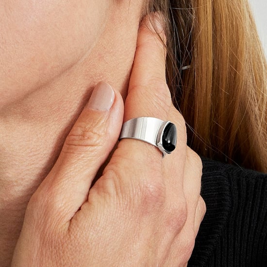 Luxenter Ring, Ring aus Sheak-Metall-Legierung und Onyx, rhodiniert - Image 3