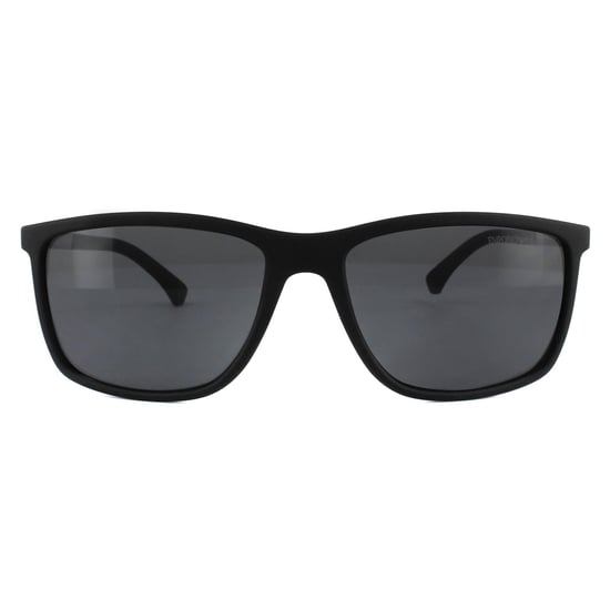 Emporio Armani Sonnenbrille 4058 5063/81 Schwarzer Gummi Grau Polarisiert - Image 1