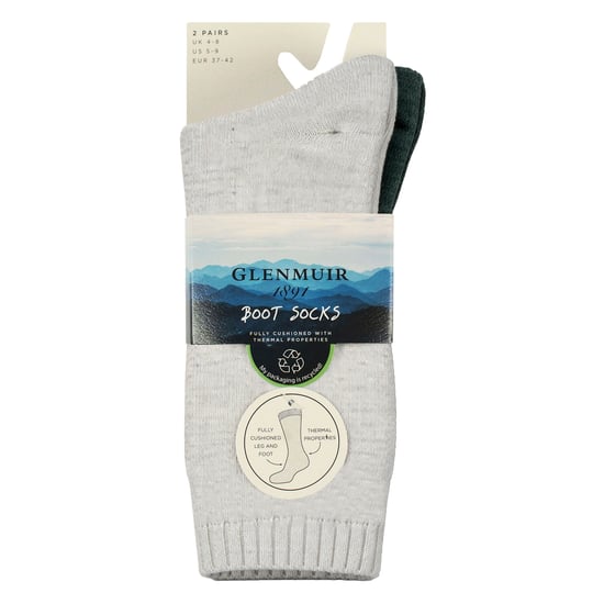 2 Paar Damen Thermo-Stiefelsocken | Voll gepolsterte warme Wollmischung Wanderstrümpfe - Image 2