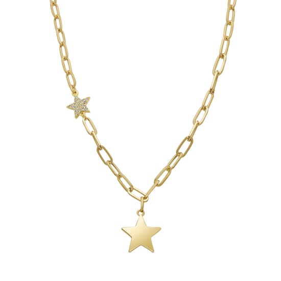 Luxenter Stern Halskette aus 18 Karat Gelbgold mit funkelnden Zirkonia - Image 1