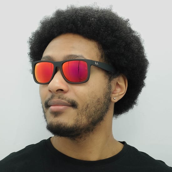 Ray-Ban Sonnenbrille Justin 4165 622/6Q Gummi Schwarz Rot Spiegel - Image 6