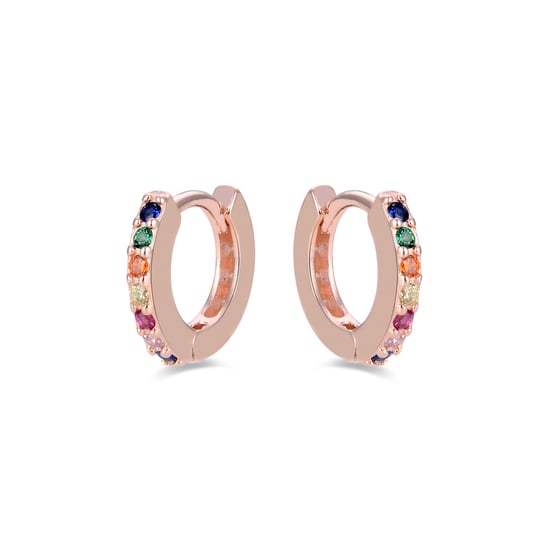 Luxenter Ohrring aus 925er Sterlingsilber mit mehrfarbigen Zirkonen und 18 Karat Rosévergoldung - Image 3