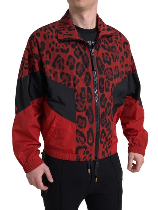 Leopardenmuster Trackjacke Rot-Schwarz Stil - Image 1